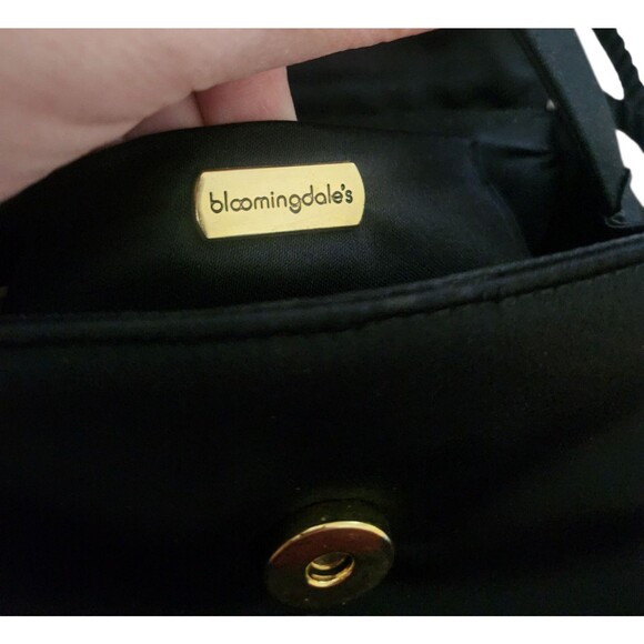 Bloomingdale’s Vintage Black Satin Evening Shoulder Bag Purse 80s 90s Formal - Picture 7 of 9